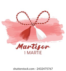 Martisor vector card, illustration. March 1st holiday of spring in Romania and Moldova. Martisor means a holiday that symbolizes the arrival of spring.