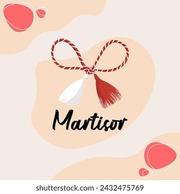 Martisor vector card, illustration. March 1st holiday of spring in Romania and Moldova. Martisor means a holiday that symbolizes the arrival of spring.