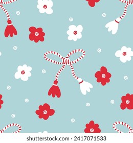 Martisor vector seamless pattern for March 1st day of spring. Print for paper, textile and fabric. Perfect surface design.


