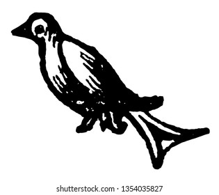 The Martlet is the heraldic charge borne by the fourth eldest son in a family vintage line drawing or engraving illustration.
