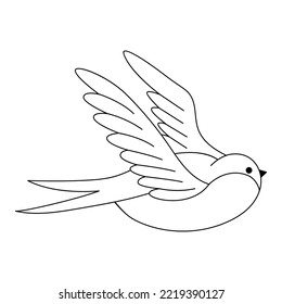 Martlet tattoo in y2k, 1990s, 2000s style. Emo goth element design. Old school tattoo. Vector illustration