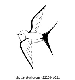 Martlet tattoo in y2k, 1990s, 2000s style. Emo goth element design. Old school tattoo. Vector illustration