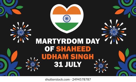 Día del Martirio de Shaheed Udham Singh Diseño de Anuncio de Vector. Feliz Día del Martirio de Shaheed Udham Singh moderna ilustración de poster gráfico minimalista.