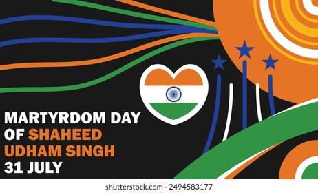 Martyrdom Day of Shaheed Udham Singh vector banner design. Happy Martyrdom Day of Shaheed Udham Singh modern minimal graphic poster illustration.