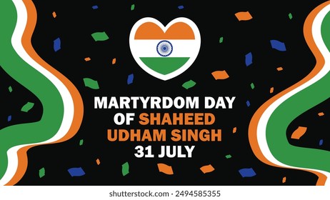 Martyrdom Day of Shaheed Udham Singh vector banner design. Happy Martyrdom Day of Shaheed Udham Singh modern minimal graphic poster illustration.