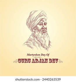 Martyrdom of Guru Arjan Dev Template design. Illustration of Guru Arjan Dev.