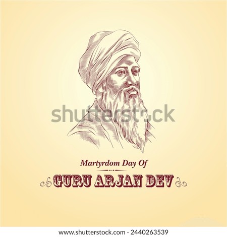 Martyrdom of Guru Arjan Dev Template design. Illustration of Guru Arjan Dev.