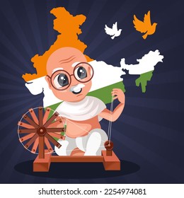 Martyr's Day, or Shaheed Diwas, is celebrated in memory of Mahatma Gandhi, pays tribute to the revolutionaries of India. Avtar vector character design. Charkha idol, spinning wheel vector.