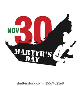 The Martyr's Day of United Arab Emirates. Vector Illustration. November 30. Soldier Arabian. 