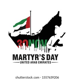 Der Martyr-Tag der Vereinigten Arabischen Emirate. Vektorgrafik. Gedenktag. 30. November. Arabianischer Soldat.