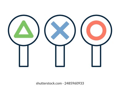 Marubaku Conjunto de ilustración de etiqueta de respuesta triangular