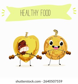 marula fruit cute funny cheerful characters. Vector hand drawn  illistration.