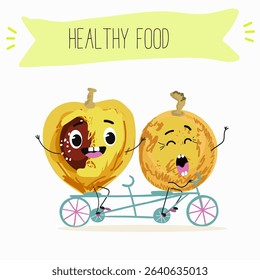 marula fruit cute funny cheerful characters. Vector hand drawn  illistration.