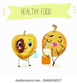 marula fruit cute funny cheerful characters. Vector hand drawn  illistration.