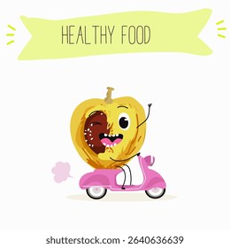 marula fruit cute funny cheerful characters. Vector hand drawn  illistration.
