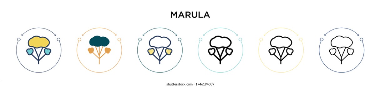Marula icon in filled, thin line, outline and stroke style. Vector illustration of two colored and black marula vector icons designs can be used for mobile, ui, web