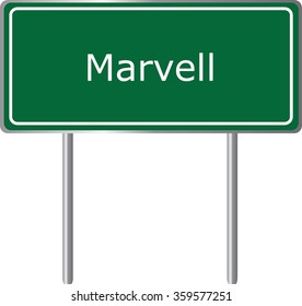 Marvell , Arkansas, , road sign green vector illustration, road table, USA city