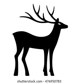 Marvelous deer stands (silhouette), design for Xmas cards, banners and flyers, vector illustration isolated on white background