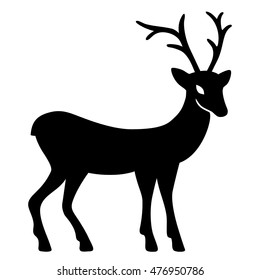 Marvelous deer stands (silhouette), design for Xmas cards, banners and flyers, vector illustration isolated on white background
