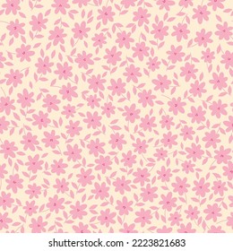 Marvelous floral pattern. Seamless vector texture. An elegant template for fashionable prints. Print with pink flowers and leaves .light background.