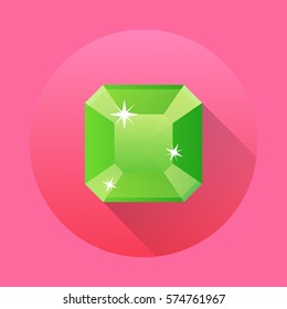 Marvelous Twinkling Emerald, Vector illustration of Emerald that so beautiful with flat design style, Sparkling emerald stone