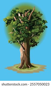 A marvelously grown tree with fresh foliage, vector illustration