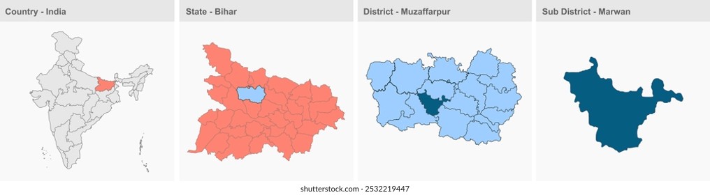 Mapa de Marwan, Distrito de Muzaffarpur, Estado de Bihar, República da Índia, Governo de Bihar, Território indiano, Índia Oriental, política, aldeia, turismo