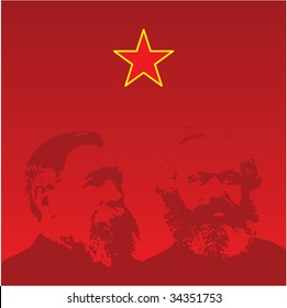 Marx and Engels portraits - vector