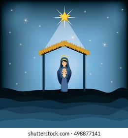 Mary and baby jesus cartoon design