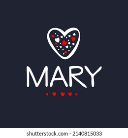 Mary Calligraphy female name, Vector illustration.