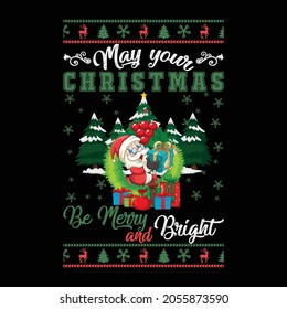 Mary chirstmas be marry and bright t-shirt vector design