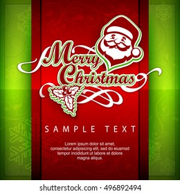 Mary Christmas poster. Text. New Year design elements. Winter holiday placard. Vector illustration