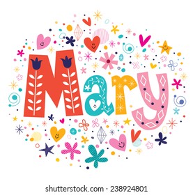 Mary female name decorative lettering type design