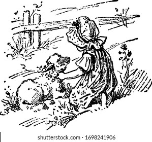 Mary Had a Little Lamb, vintage illustration