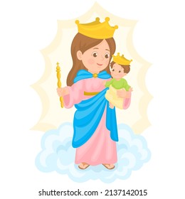 Mary Help of Christians. Holy Mary with baby Jesus in arms
