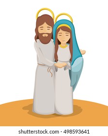 Mary and jesus cartoon design