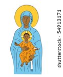 Mary and Jesus, vector illustration