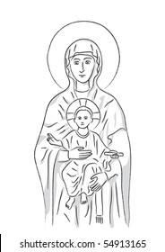 Mary and Jesus, vector illustration