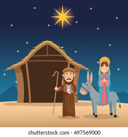 Mary and joseph cartoon design 