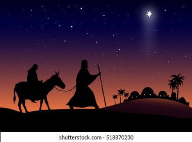 Mary and Joseph Christmas Illustration