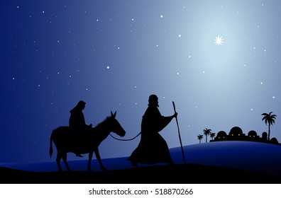 Mary and Joseph Christmas Illustration