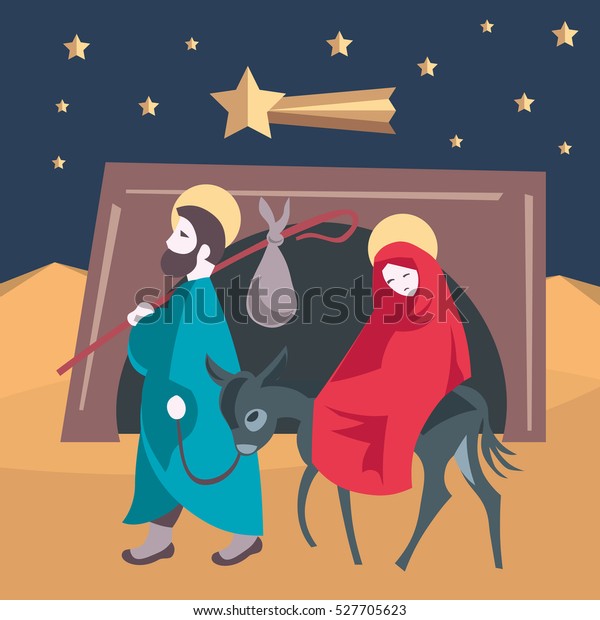 Mary Joseph Flee Egypt Nativity Jesus Stock Vector (Royalty Free) 527705623