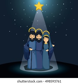 Mary joseph and jesus cartoon design