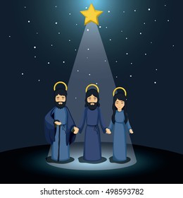 Mary joseph and jesus cartoon design