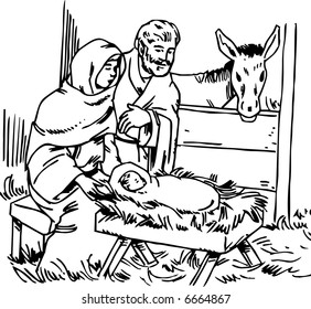 María y José con un Pequeño Jesús