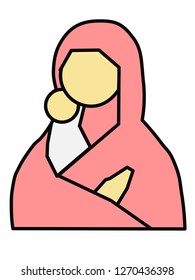 Mary Mother of God outlines minimal icon for magazine, book, poster, flyers, card, web pages.