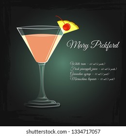 Mary Pickford Alcohol Cocktail Vector