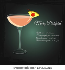 Mary Pickford Alcohol Cocktail Vector