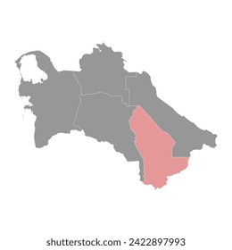 Mary Region map, administrative division of Turkmenistan. Vector illustration.