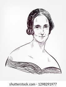 Mary Shelley Vector Sketch Illustration Portrait